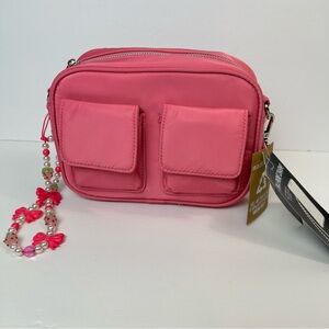 Madden Girl Pink Nylon Camera Crossbody